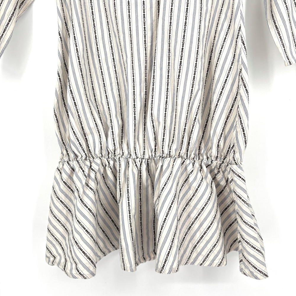 Boy + Girl 100% Cotton Striped Dress Sz 8 Cream Blue Drop Waist Made in USA - Picture 6 of 11
